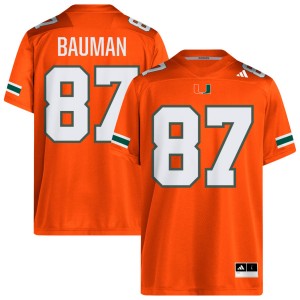 Men Alex Bauman Orange Miami Hurricanes #87 College Football High School Jersey 550877-316