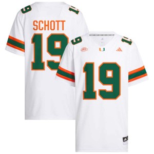 Men Brock Schott White Miami Hurricanes #19 College Football Official Jerseys 801457-791