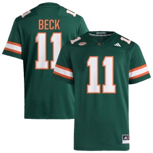 Mens Carson Beck Green Miami Hurricanes #11 College Football Embroidery Jersey 725642-490