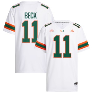 Mens Carson Beck White Miami Hurricanes #11 College Football Replica Jersey 136573-303