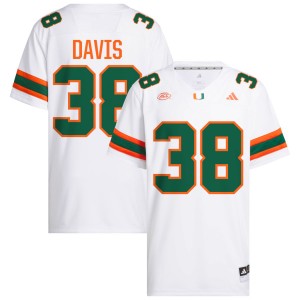 Men's Carter Davis White Miami Hurricanes #38 College Football Player Jerseys 296408-343