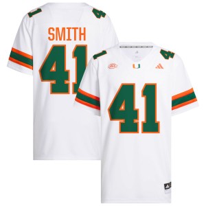 Mens Chase Smith White Miami Hurricanes #41 College Football University Jerseys 327640-378