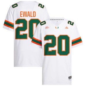 Mens Chris Ewald Jr. White Miami Hurricanes #20 College Football Player Jerseys 878390-883