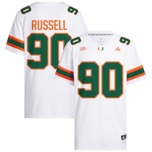 Mens Daylen Russell White Miami Hurricanes #90 College Football Embroidery Jerseys 492729-664