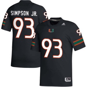 Men's Donta Simpson Black Miami Hurricanes #93 College Football 2025-26 Jersey 918688-785
