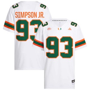 Mens Donta Simpson White Miami Hurricanes #93 College Football 2025 Jersey 368946-780