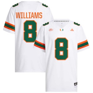 Mens Emory Williams White Miami Hurricanes #8 College Football NCAA Jerseys 764701-611