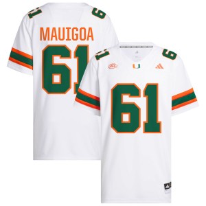 Mens Francis Mauigoa White Miami Hurricanes #61 College Football Replica Jerseys 686713-457