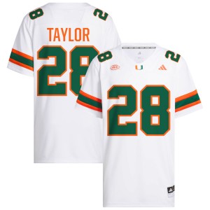 Mens Isaiah Taylor White Miami Hurricanes #28 College Football Alumni Jersey 157168-400