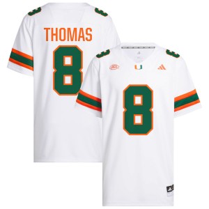 Men's Jakobe Thomas White Miami Hurricanes #8 College Football High School Jerseys 599285-507