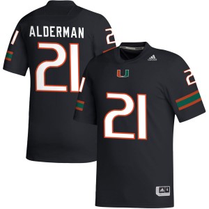 Mens Jaylin Alderman Black Miami Hurricanes #21 College Football 2025 Jersey 465967-279