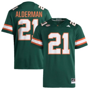 Mens Jaylin Alderman Green Miami Hurricanes #21 College Football 2025-26 Jersey 716625-111