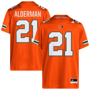 Mens Jaylin Alderman Orange Miami Hurricanes #21 College Football Limited Jersey 369106-463