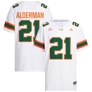 Men Jaylin Alderman White Miami Hurricanes #21 College Football Replica Jerseys 949983-943