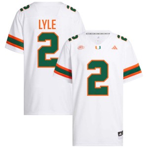 Men's Jordan Lyle White Miami Hurricanes #2 College Football Replica Jerseys 383866-619