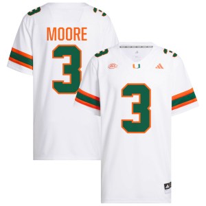 Men Joshua Moore White Miami Hurricanes #3 College Football High School Jerseys 927292-492