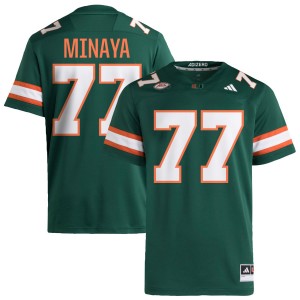 Men's Juan Minaya Green Miami Hurricanes #77 College Football Replica Jerseys 664325-905