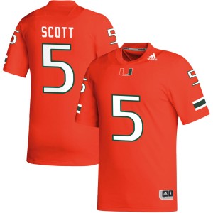 Men's Justin Scott Orange Miami Hurricanes #5 College Football University Jersey 830285-300
