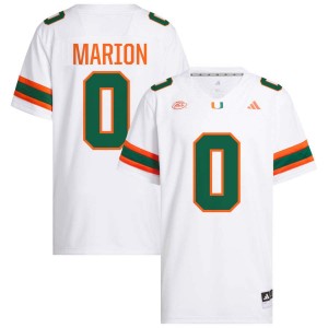 Men Keelan Marion White Miami Hurricanes #0 College Football Player Jersey 905415-873