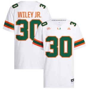 Mens Kellen Wiley Jr. White Miami Hurricanes #30 College Football Official Jerseys 453010-498