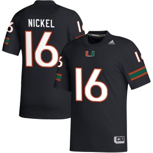 Mens Luke Nickel Black Miami Hurricanes #16 College Football Player Jerseys 257827-873