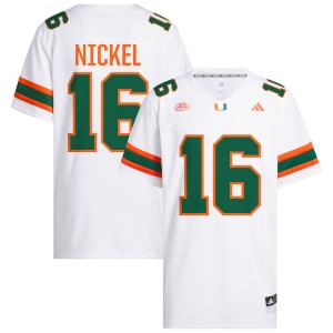 Men's Luke Nickel White Miami Hurricanes #16 College Football 2025-26 Jersey 760852-261
