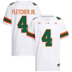 Mens Mark Fletcher Jr. White Miami Hurricanes #4 College Football Official Jersey 974935-698