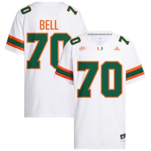 Mens Markel Bell White Miami Hurricanes #70 College Football Player Jerseys 229536-449