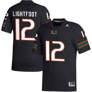 Mens Marquise Lightfoot Black Miami Hurricanes #12 College Football NCAA Jersey 952280-746