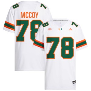 Mens Matthew McCoy White Miami Hurricanes #78 College Football Stitched Jerseys 821590-186