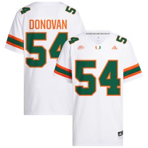 Men's Michael Donovan White Miami Hurricanes #54 College Football Player Jersey 385131-917
