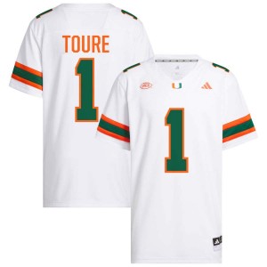 Men's Mohamed Toure White Miami Hurricanes #1 College Football Embroidery Jerseys 239618-106