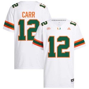 Men's Ny Carr White Miami Hurricanes #12 College Football High School Jerseys 837523-893