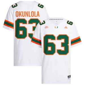 Mens Samson Okunlola White Miami Hurricanes #63 College Football Replica Jerseys 505318-548