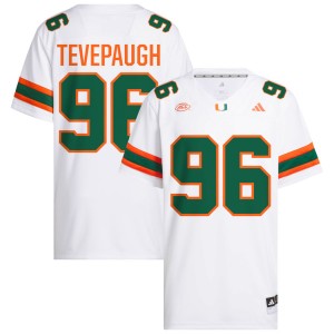 Men's Tucker Tevepaugh White Miami Hurricanes #96 College Football Official Jerseys 402106-719