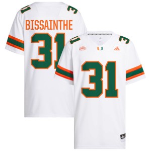 Men's Wesley Bissainthe White Miami Hurricanes #31 College Football Player Jersey 491540-568