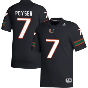 Men's Zechariah Poyser Black Miami Hurricanes #7 College Football University Jersey 757256-497