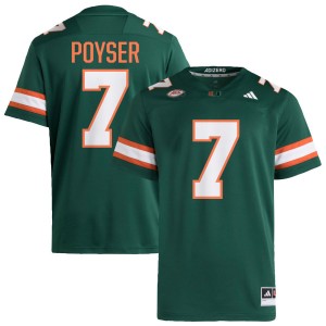 Men's Zechariah Poyser Green Miami Hurricanes #7 College Football NCAA Jerseys 999749-729