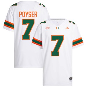 Men's Zechariah Poyser White Miami Hurricanes #7 College Football High School Jersey 641176-143