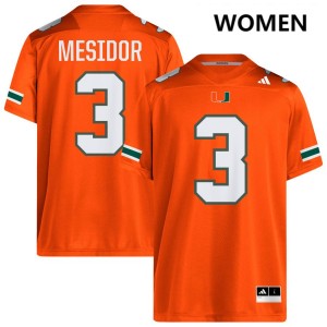Women Akheem Mesidor Orange Miami Hurricanes #3 College Football High School Jersey 607161-590