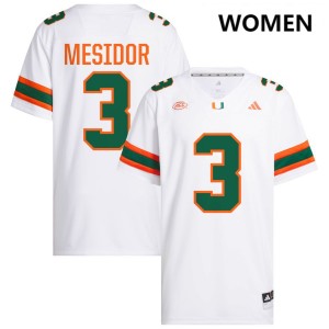 Womens Akheem Mesidor White Miami Hurricanes #3 College Football Game Jersey 388526-527