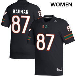Women's Alex Bauman Black Miami Hurricanes #87 College Football Stitched Jersey 159684-137