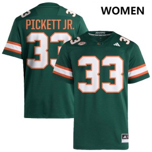 Women's Booker Pickett Jr. Green Miami Hurricanes #33 College Football University Jersey 623825-313