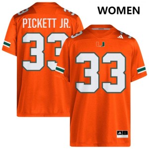 Women's Booker Pickett Jr. Orange Miami Hurricanes #33 College Football Game Jerseys 934697-789