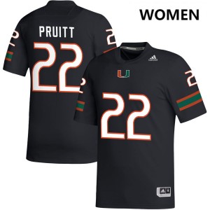 Women Cam Pruitt Black Miami Hurricanes #22 College Football 2025 Jerseys 337123-702