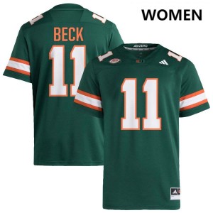 Women Carson Beck Green Miami Hurricanes #11 College Football Game Jerseys 536818-823
