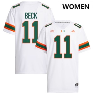Women's Carson Beck White Miami Hurricanes #11 College Football Stitched Jerseys 961160-435