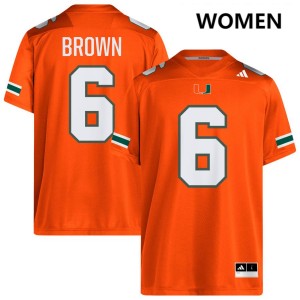 Women CharMar Brown Orange Miami Hurricanes #6 College Football NCAA Jersey 550825-939