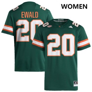 Women's Chris Ewald Jr. Green Miami Hurricanes #20 College Football University Jersey 621956-611
