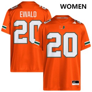 Women Chris Ewald Jr. Orange Miami Hurricanes #20 College Football Alumni Jerseys 640303-855